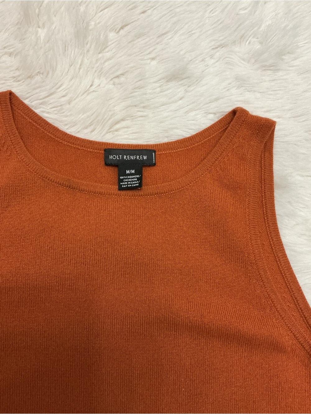 Holt Renfrew - 100% Cashmere - Sleeveless Knit Tank Top - Rust - Picture 3 of 6